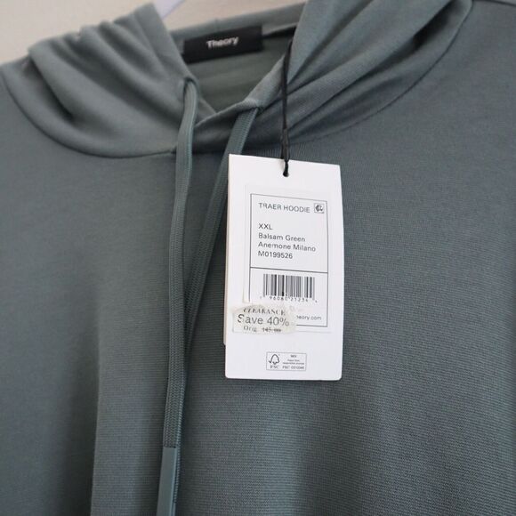 Theory M0199526 Men's Sz 2XL Balsam Green Traer Hoodie Sweatshirt $145 - Picture 3 of 8